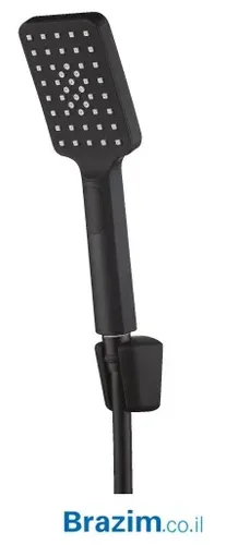 מערכת רחצה יוגה שחור YOGA 10009FS-BM מבית מציאון עם צינור PVC ומתלה לקיר, 3 מצבי זרימה.