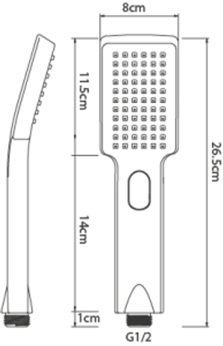 מערכת רחצה YOGA 10009FS-BM, צינור PVC ומתלה לקיר, צבע שחור.
