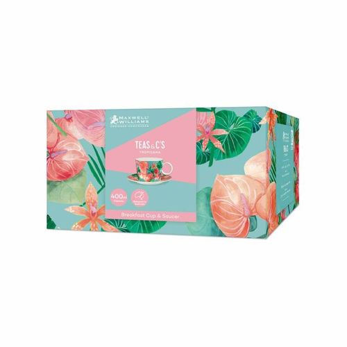 ספל ותחתית פורצלן Tropicana
