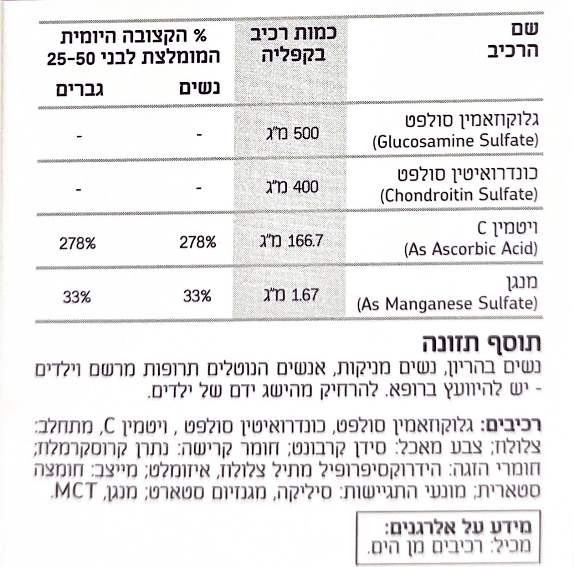 מגה גלופלקס  | גלוקוזאמין וכונדרואיטין בתוספת ויטמין C ומנגן | מכיל 210 קפליות |