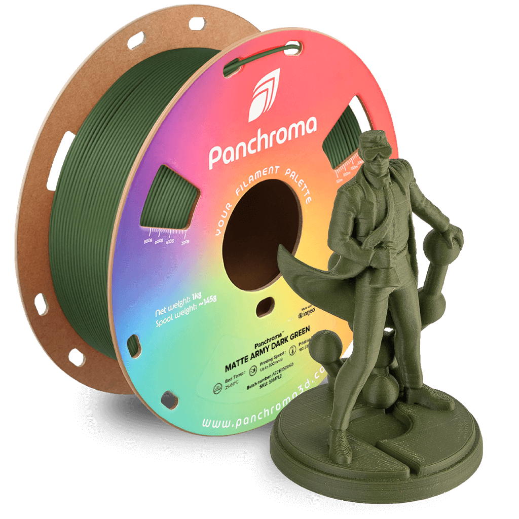 פילמנט ירוק צבאי כהה 1 ק"ג 1.75 מ"מ - Panchroma Matte PLA Army Dark Green (PolyTerra™ PLA)