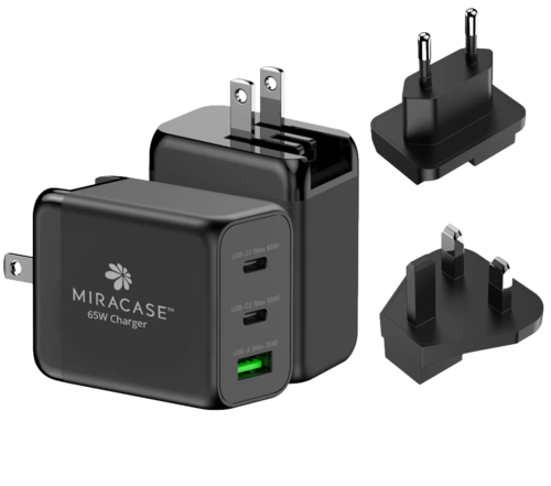 מטען קיר אוניברסלי מהיר דגם MWC65U בצבע שחור מבית MIRACASE
