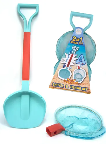 משחק 2 ב-1 לחוף הים CompacToys - את חפירה ורשת דייג באורך מלא של 70 ס