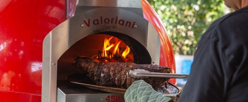 טאבון Valoriani Bravo 450°C שחור — גז ועץ | קוטר 60 ס