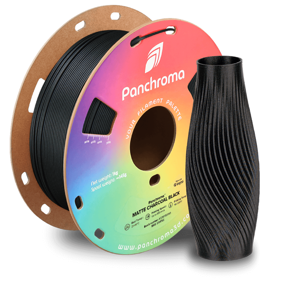 פילמנט שחור פחם מאט 1 ק"ג 1.75 מ"מ - Panchroma Matte PLA Charcoal Black (PolyTerra™ PLA)