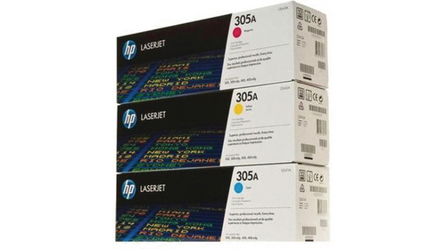 סט 3 טונרים מקוריים צבעוניים HP 305A CF370AM