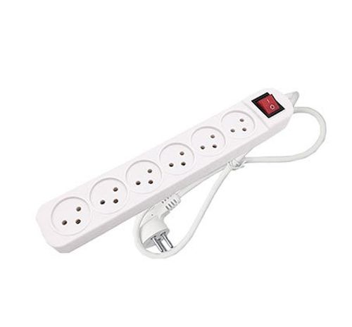 רב שקע 6 +כבל/מפסק מוטבע