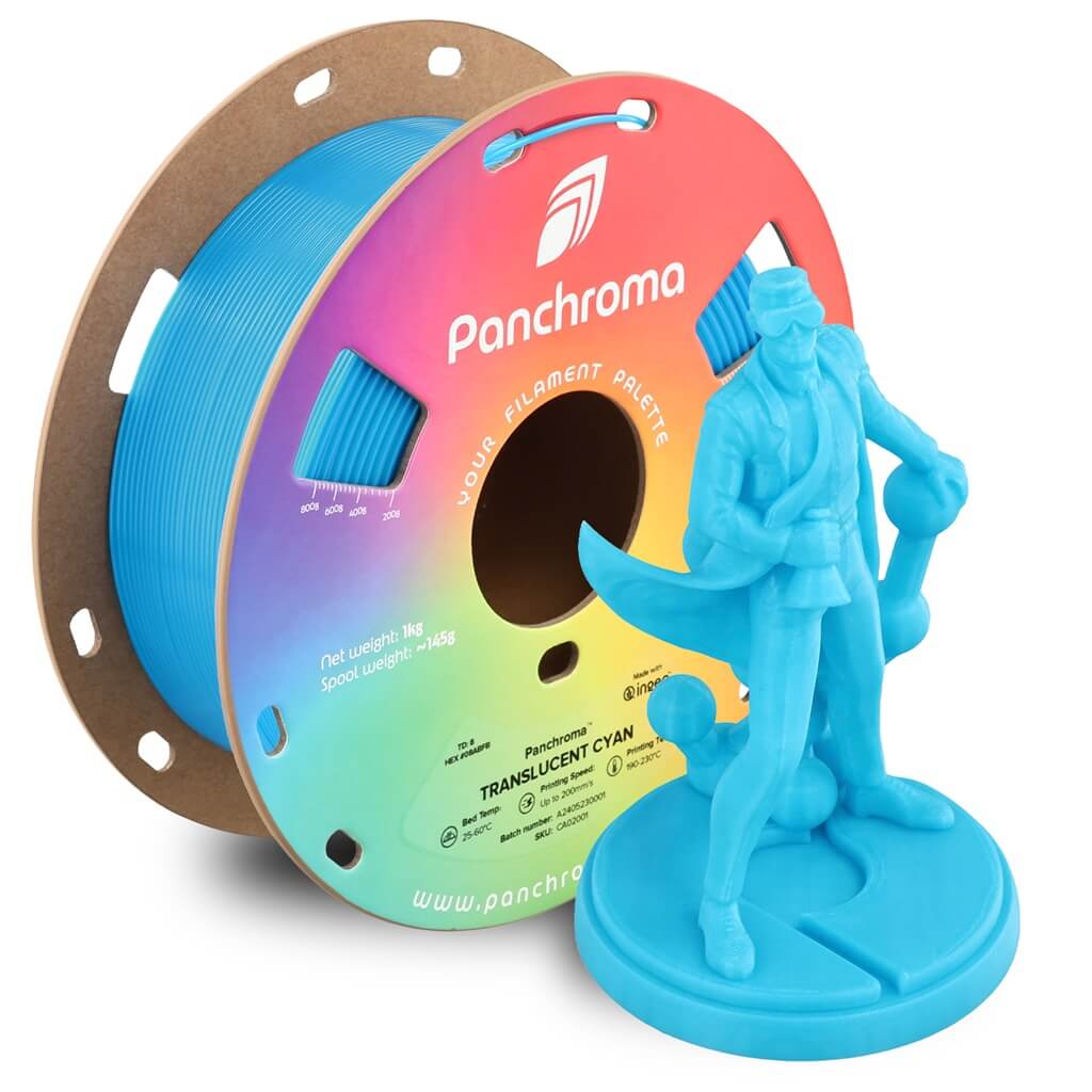 פילמנט כחול שקוף למחצה 1 ק"ג 1.75 מ"מ - Panchroma Translucent PLA Translucent Cyan