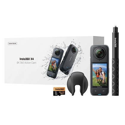 מצלמה עם קיט אביזרים Insta360 X4 Explorer kit