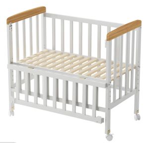 עריסת תינוק אוריה פלוס מתחברת למיטת הורים עם דופן פתיחה/סגירה מהירה - לבן/טבעי