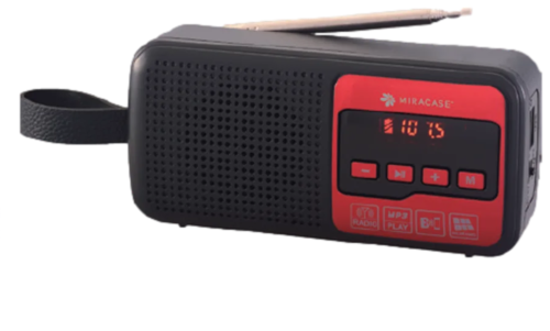 רדיו FM דיגיטלי וטעינה סולארית בצבע אדום-שחור עם BLUETHOOTH מבית MIRACASE