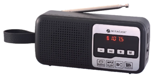 רדיו FM דיגיטלי וטעינה סולארית בצבע כסף-שחור עם BLUETHOOTH מבית MIRACASE