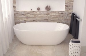אמבטיה אקרילית Free Standing 165X80X58 MTI-415 פריסטנדינג מעוגלת לבן מבריק 