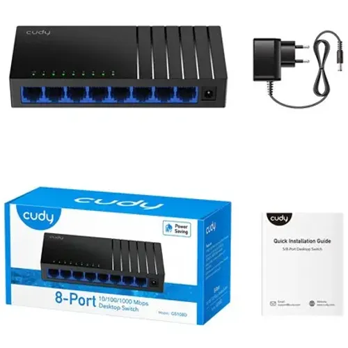 רכזת רשת CUDY 8-Port Gigabit Desktop Switch GS108D-IL קודי