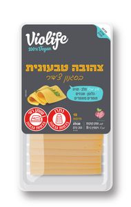 פרוסות בטעם גבינה צהובה בסגנון צדר טבעוני