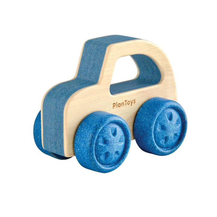 מכונית מעץ כחולה לתינוקות - Plan Toys.