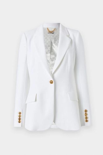 Crêpe jacket with embroidery and strap