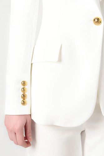 Crêpe jacket with embroidery and strap