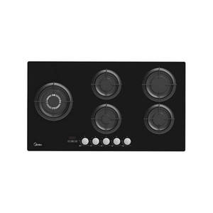 כיריים גז 5 להבות דגם 6739 90GH503 MIDEA בצבע זכוכית שחורה
