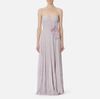 Red Carpet dress made of lurex jersey fabric with embroidered flower