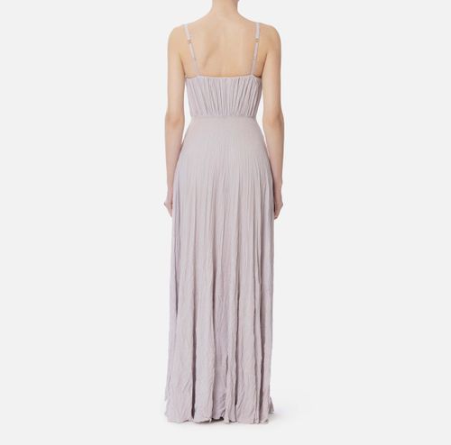 Red Carpet dress made of lurex jersey fabric with embroidered flower