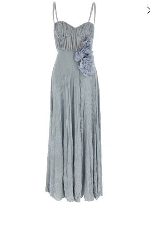 Red Carpet dress made of lurex jersey fabric with embroidered flower