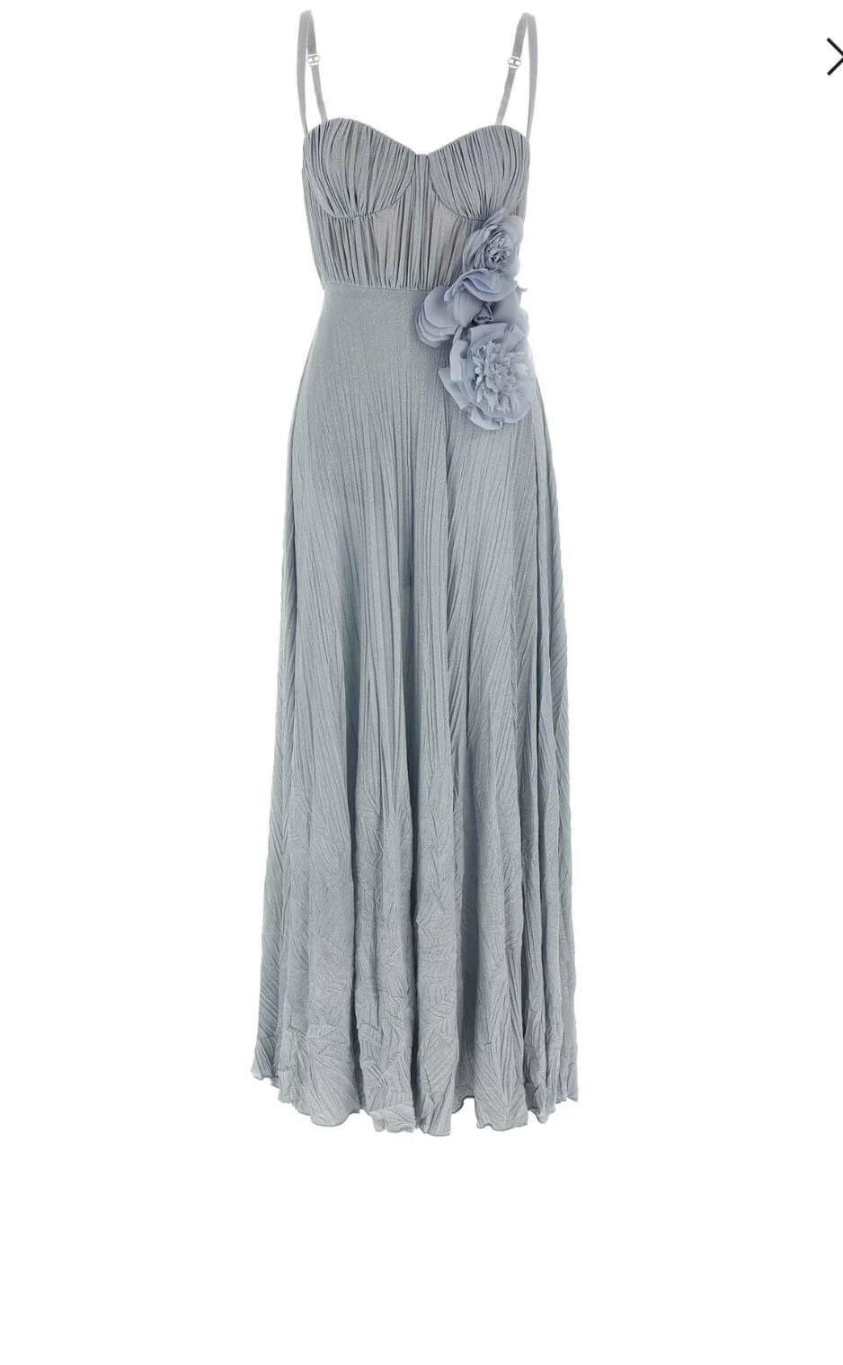 Red Carpet dress made of lurex jersey fabric with embroidered flower