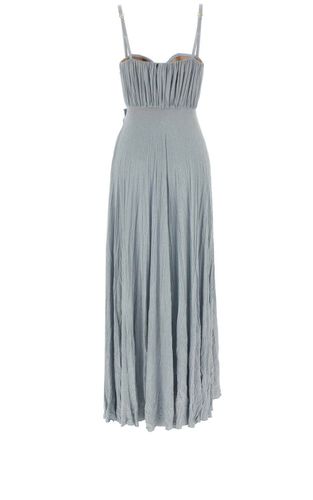 Red Carpet dress made of lurex jersey fabric with embroidered flower