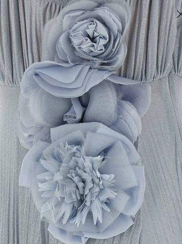 Red Carpet dress made of lurex jersey fabric with embroidered flower