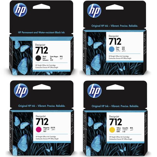 סט ראשי דיו שחור/אדום/צהוב/כחול HP 712  - מקורי