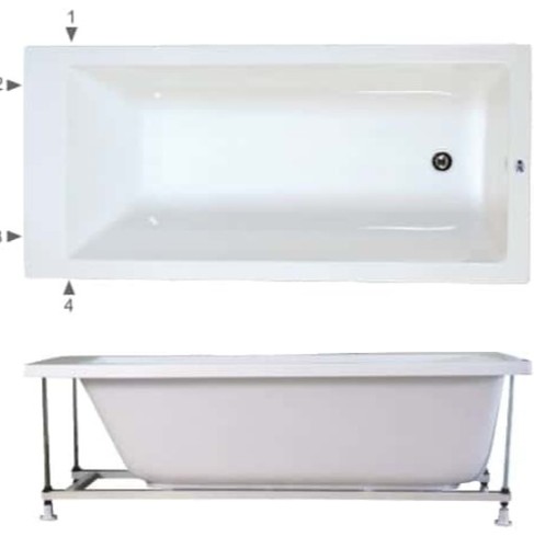 אמבטיה אקרילית 180/80 MTI 64 לבן מבריק