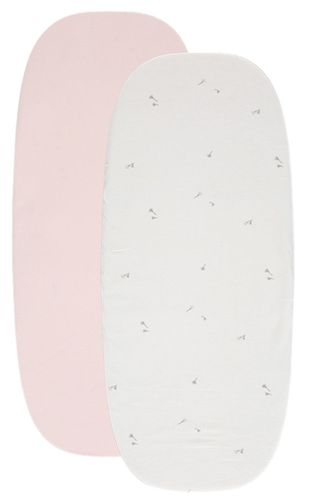 זוג סדינים לעגלה 100% כותנה ג'רזי עם גומי מתיחה - בז' / ורוד בהיר 