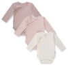שלישיית בגד גוף מעטפת לתינוק עם שרוול ארוך 100% כותנה במידה NB - ורוד בהיר