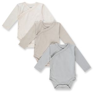 שלישיית בגד גוף מעטפת לתינוק עם שרוול ארוך 100% כותנה במידה NB - תכלת