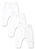 שלישיית מכנסיים ארוכים עם רגליות לתינוק 100% כותנה מידה NB - לבן
