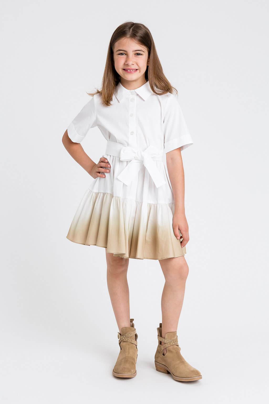 Short tie-dye shirt dress