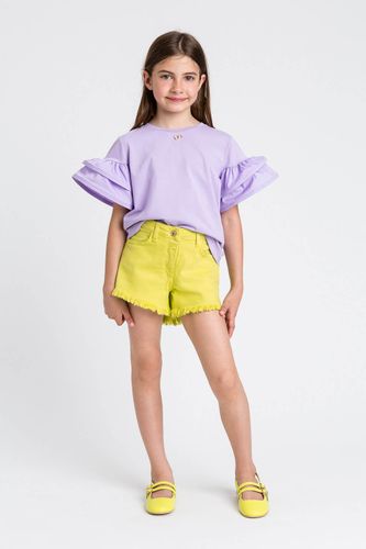 Frayed bull denim shorts