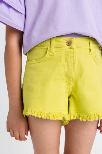 Frayed bull denim shorts