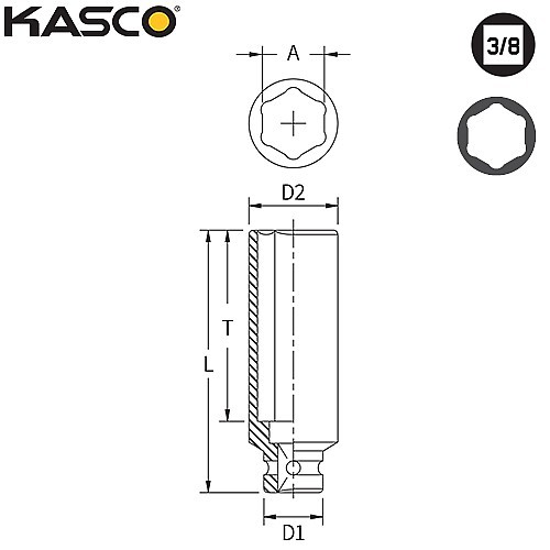 בוקסה עמוקה 6 דרייב 3/8 20 מ