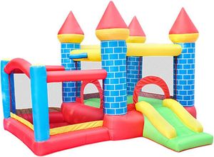 מתנפח לחצר הבית עם אזור קפיצות מגודר, מגלשה ובריכת כדורים כולל מפוח ותיק אחסון - טירת הגלישות