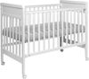 מיטת תינוק מעץ בוק עם דופן עולה/יורדת ריילי - לבן