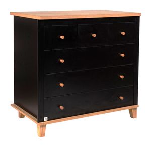 שידת החתלה 100 ס"מ עם מסילות שקטות דגם שחר - שחור+טבעי