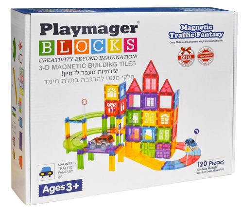 משחק מגנטים מסלול מכוניות 120 חלקים דגם MY מבית PLAYMAGER