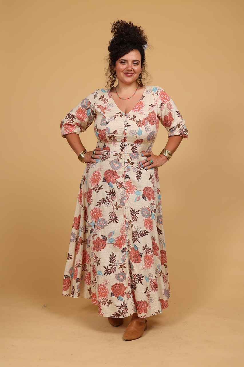 שמלת ויסקוזה כפתור plus size