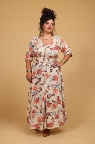 שמלת ויסקוזה כפתור plus size