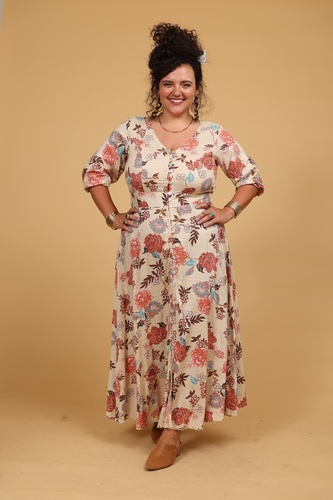 שמלת ויסקוזה כפתור plus size