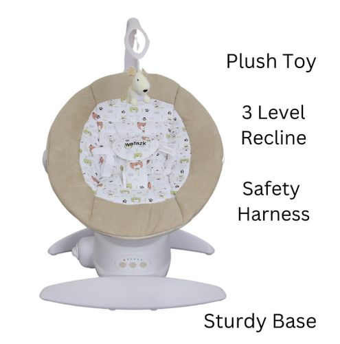 נדנדה וטרמפולינת חשמלית לתינוק 'שיר' עם 3 מצבי נידנוד, מצבי שכיבה/ישיבה וסיבוב 360 - אפור כהה