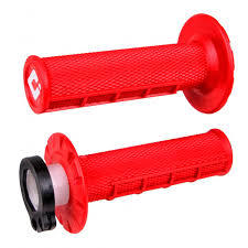 גריפים עם נעילה וידית מצערת אדום - ODI V2 LOCK ON HALF WAFFLE 