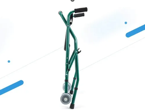 הליכון טלסקופי מתקפל עם מושב מרופד עם שני גלגלים