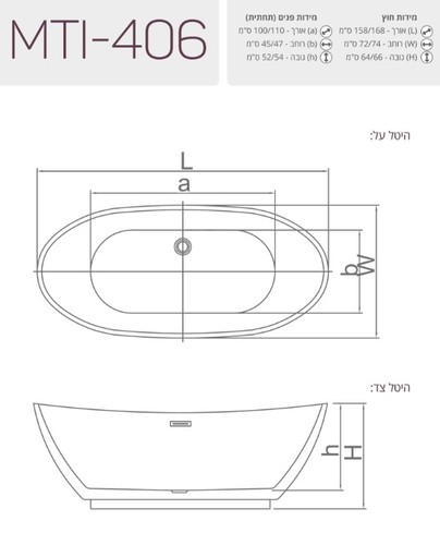 מפרט טכני אמבטיה אקרילית 150/70 דגם 115